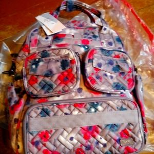 Lug  Mini Puddle Jumper Back Pack grey red tel pansy print